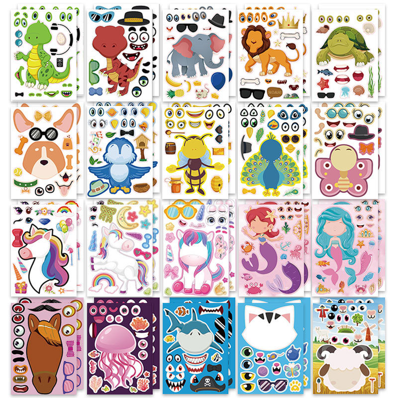 12/24 Sheets Make a Face Stick - Zoo Party Games review and price